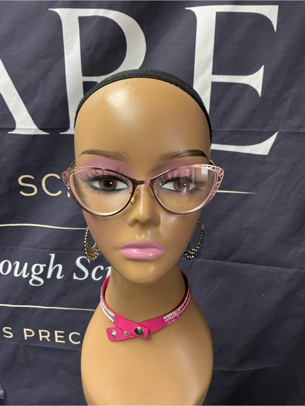 Stylish Pink Cat-Eye Glasses with Rhinestone Accents